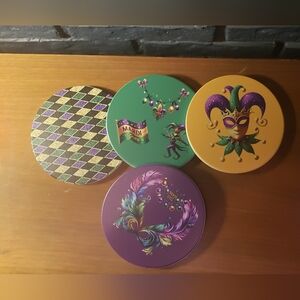 Mardi Gras Ceramic Cork Backed Coasters